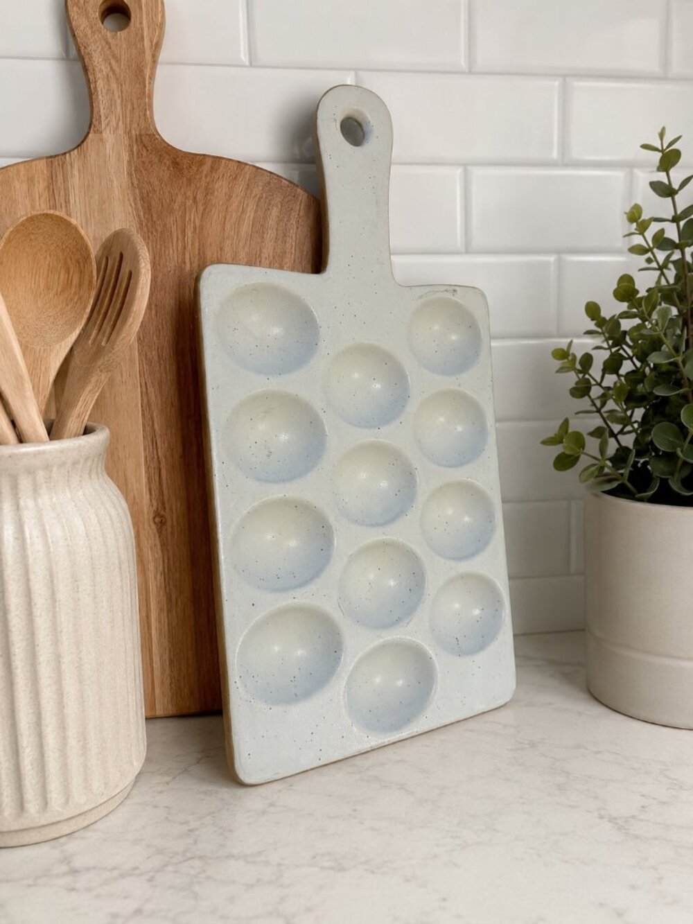 Hearth & Hand White Speckled Stoneware Deviled Egg Serving Tray Platter